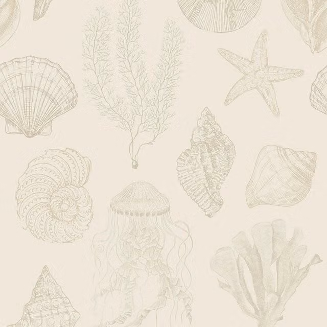 I Love Wallpaper Summer Seashells Wallpaper in Yellow and Beige