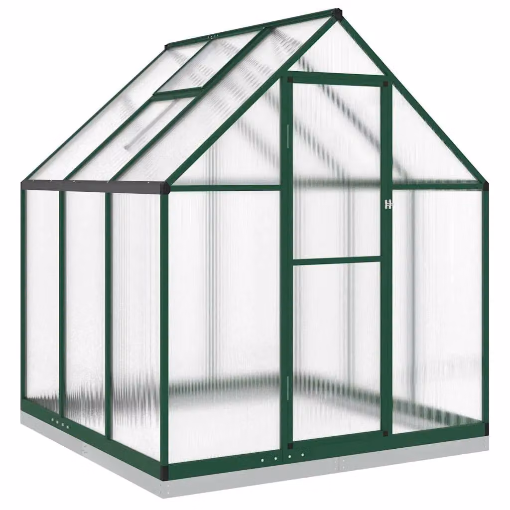Berkfield Home Greenhouse with Base Frame in Green, Aluminium and Polycarbonate, W/D/H: 169 x 169 x 202 cm – 2
