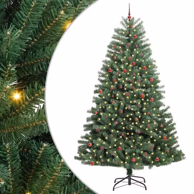 Berkfield Home Artificial Hinged Christmas Tree in Green, Height: 300 cm, PVC and Metal