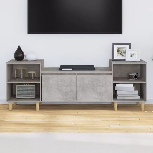 Berkfield Home Modern TV Cabinet in Concrete Grey, W/D/H: 160 x 35 x 55 cm