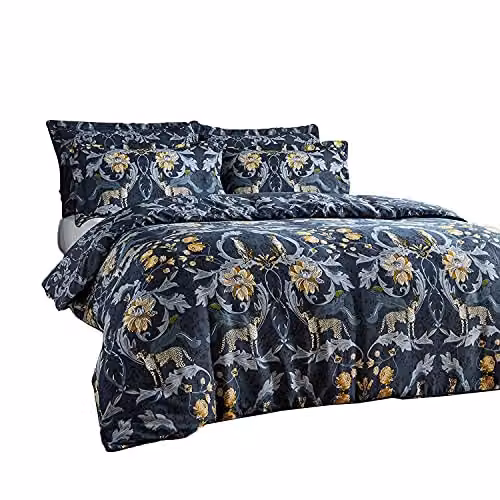 Paoletti Nouvilla Reversible Cotton Mako Satin Duvet Cover and Pillowcase Set, Multicolour, W/D/H: 200 x 90 x 50 cm (Pillowcase: 50 x 75 cm) – 1