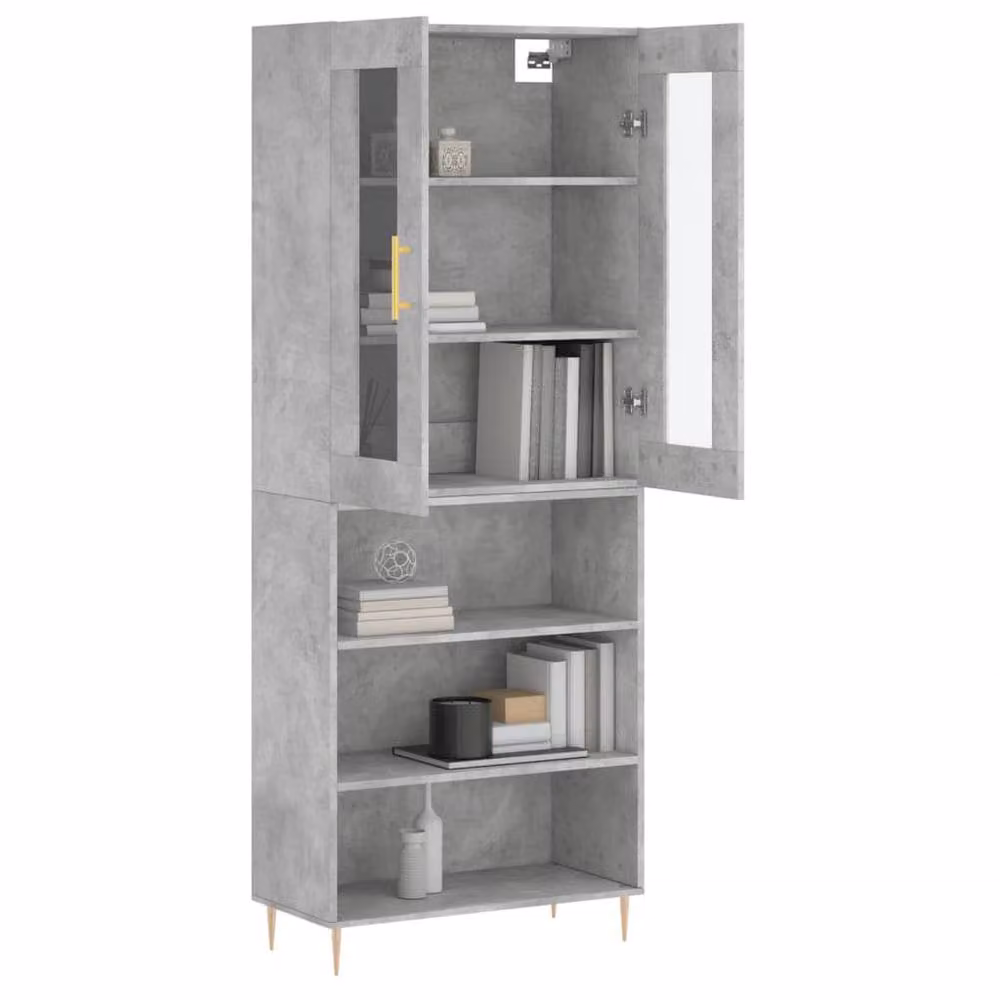 Berkfield Home Modern Highboard in Concrete Grey, W/D/H: 69.5 x 34 x 180 cm – 2
