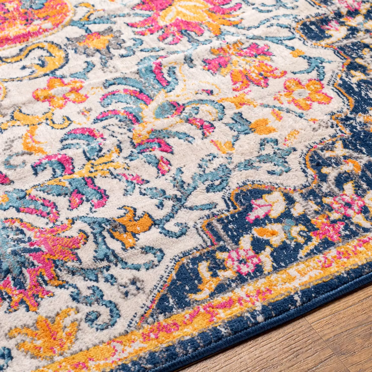Livabliss Floransa Vintage Boho Living Room Rug in Pink Multicolour, W: 80 cm, L: 220 cm – 2