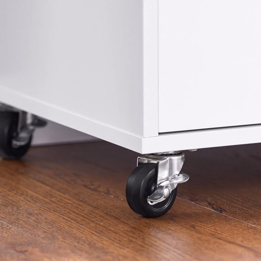 SoBuy Kitchen Trolley with Wood Top and 2 Drawers in White – 7