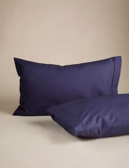 M&S 2 Pack Egyptian Cotton 230 Thread Count King Size Pillowcases in Midnight Navy Blue