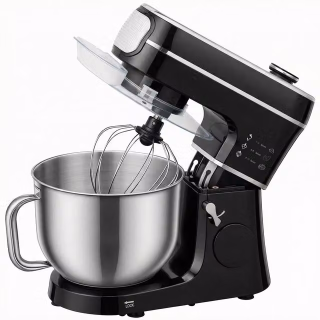HOMCOM Black Tilt-Head Stand Mixer with 6L Capacity, 1400W Power, 11 Speeds, Pulse and Fermentation Functions and LED Display