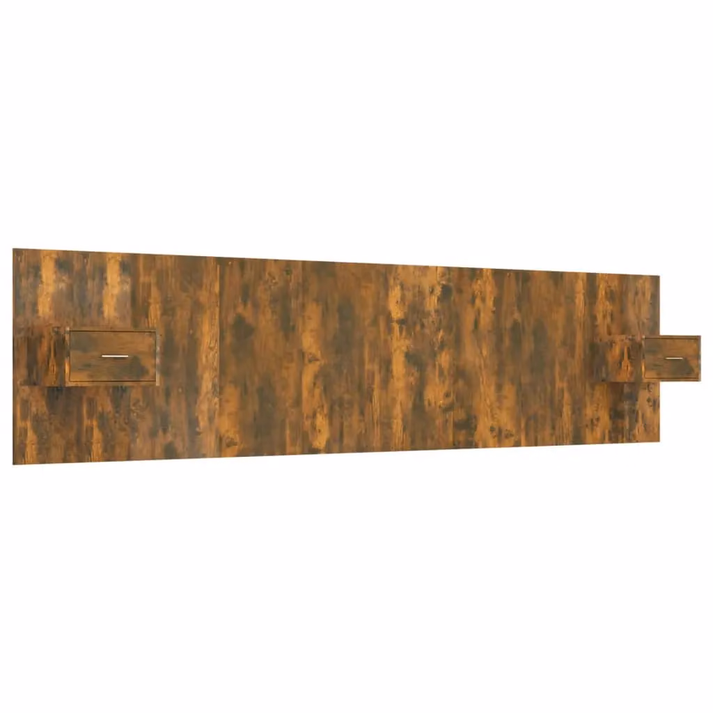 Berkfield Home Bed Headboard with Integrated Cabinets in Smoked Oak Brown Engineered Wood – 2