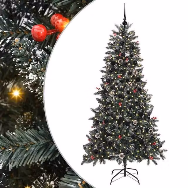 Berkfield Home Artificial Christmas Tree in Green with Stand, W/D/H: 114 x 114 x 210 cm