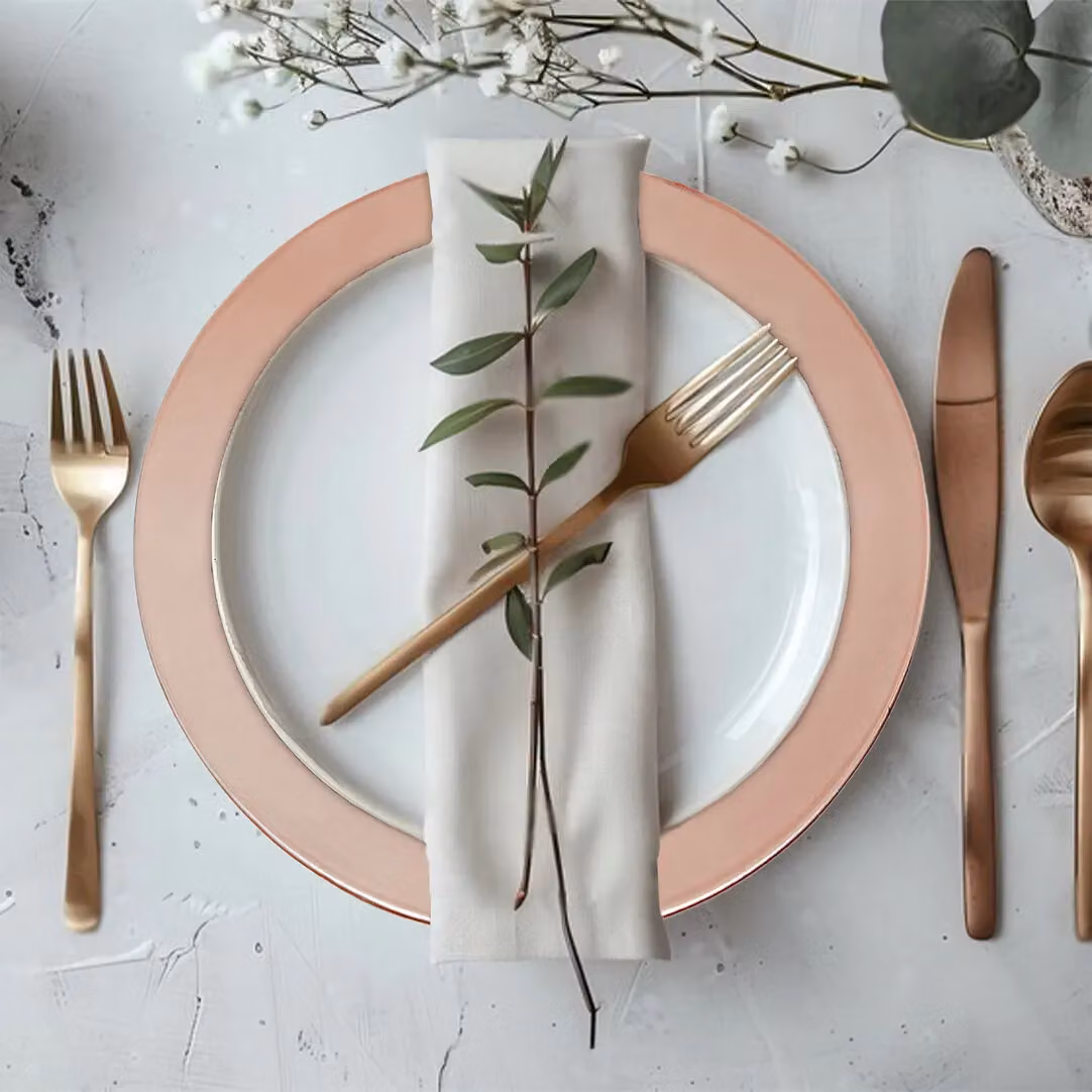 Orsina Set of Four Rose Gold Flat Style Charger Plates, Diameter: 33 cm – 3