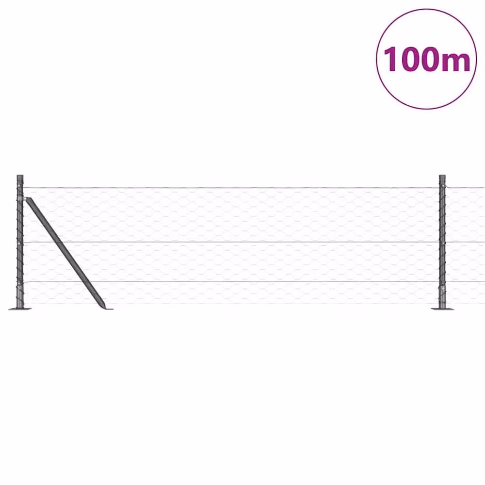 Berkfield Home Grey Steel Hexagon Fence, W: 0.6 m, L: 100 m – 2