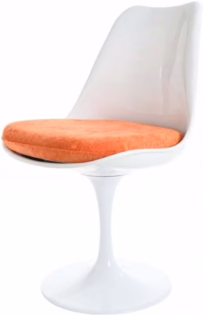 Fusion Living Modern Swivel Dining Chair in White and Orange Velvet Fabric