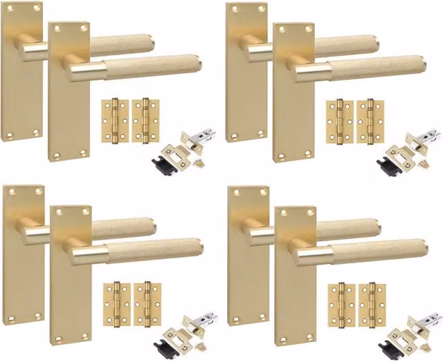 Golden Grace Brushed Brass and Black Gold Door Handle Set