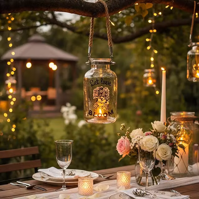 Orsina Elegant Bloom Glass Lantern in Transparent and Black, W/D/H: 20.0 x 11.0 x 11.0 cm