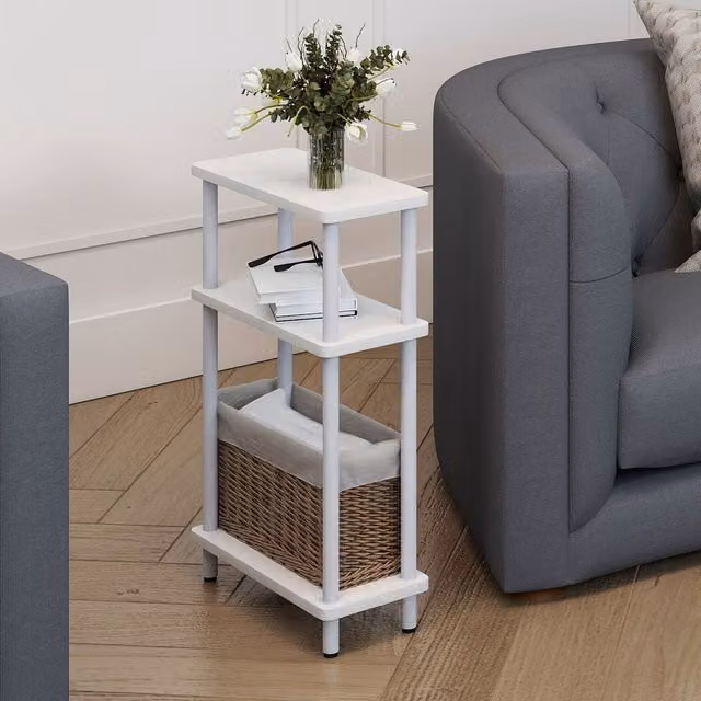 Levede Modern 3-Tier Slim Side Table in White
