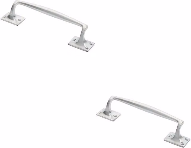 Loops 2x One Piece Door Pull Handles in Satin Chrome, Length: 250 mm, Projection: 54 mm