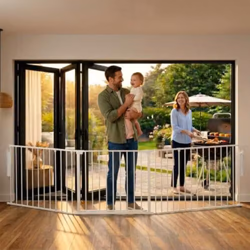 Safetots Premium Multi Panel Room Divider with Swing Door, White, Width: 154 cm, Height: 70 cm – 4