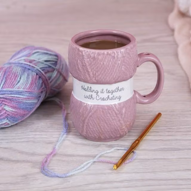 Boxer Gifts Crochet Mug Holding It Together Ceramic Pink