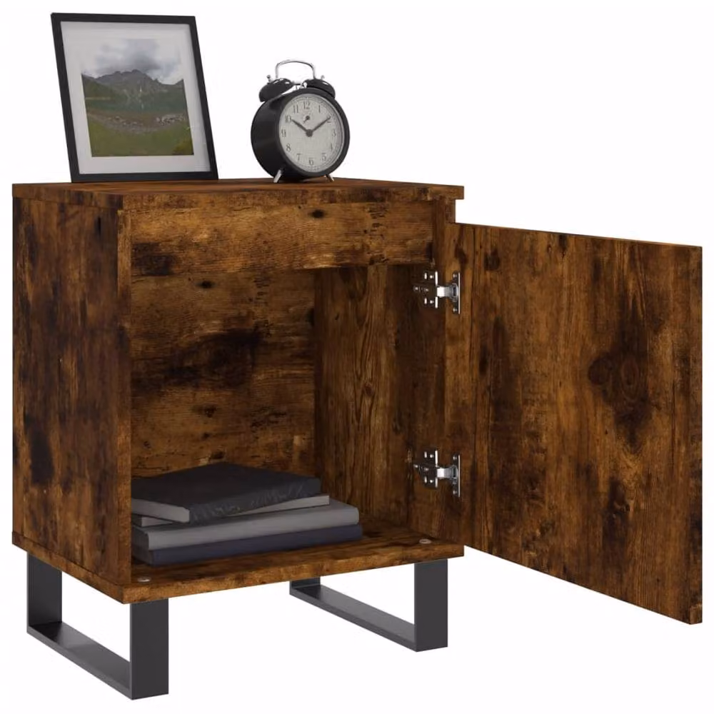 Berkfield Home Set of 2 Smoked Oak Bedside Cabinets in Brown, W/D/H: 40 x 30 x 50 cm – 3
