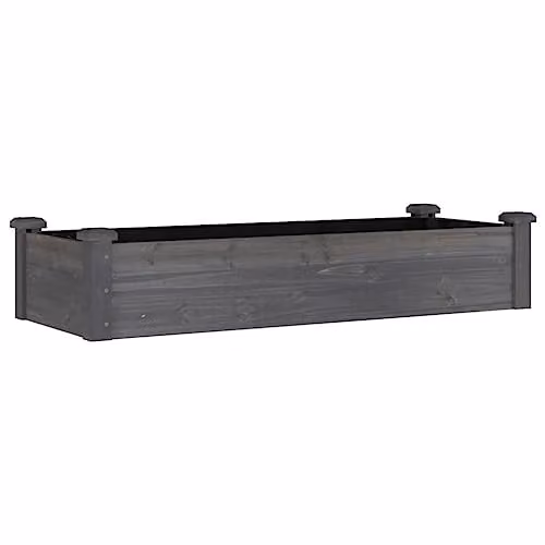 vidaXL Wooden Garden Raised Bed with Liner, Grey, W/D/H: 120 x 45 x 25 cm – 1