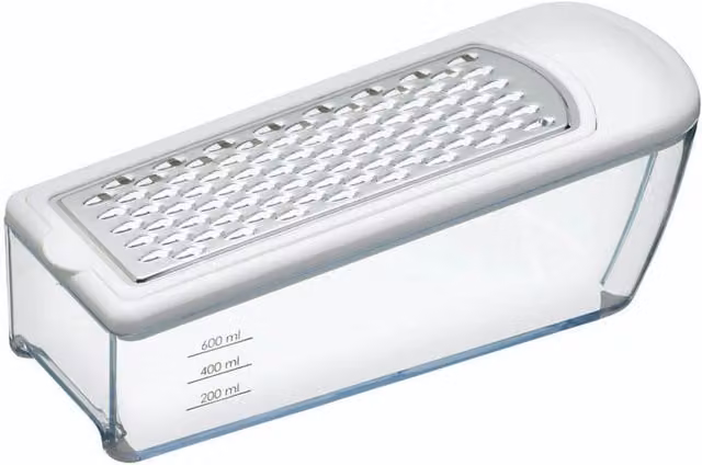 KitchenCraft Box Grater with Transparent Acrylic Container and Stainless Steel Blades, W/D/H: 23 x 8 x 6 cm