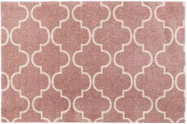 JVL Mega Machine Washable Non-Slip Doormat, Rose Lattice in Pink, W: 50 cm, D: 75 cm