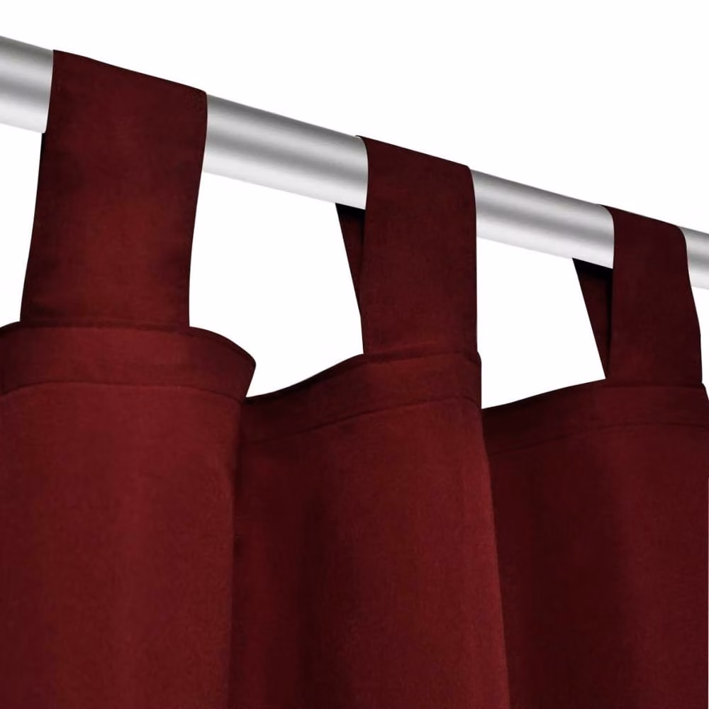 Berkfield Home 2-Piece Bordeaux Micro-Satin Curtains with Tabs, Red, W: 140 cm, H: 175 cm – 4