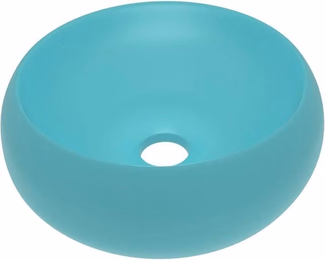 Berkfield Home Round Ceramic Countertop Wash Basin in Matt Light Green, W/D/H: 40 x 40 x 15 cm
