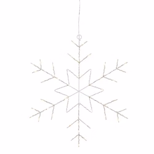 Lights4fun Osby Snowflake Silhouette LED Hanging Christmas Decoration, White, 50 cm – 2