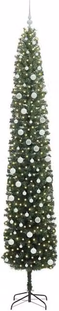 Berkfield Home Artificial Christmas Tree with 300 Warm White LEDs and Stand, Green