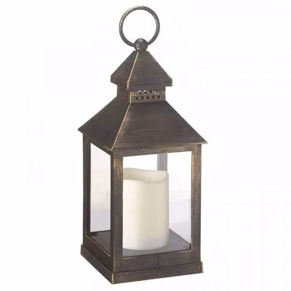 Marco Paul Grey and Black Metal Hanging Garden Lantern with Flickering Candle Effect – 3