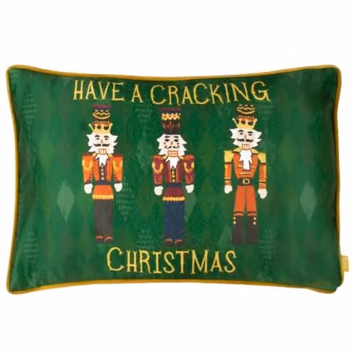 Riva Home Christmas Graphic Velvet Cushion in Green, W: 50 cm, H: 30 cm – 4
