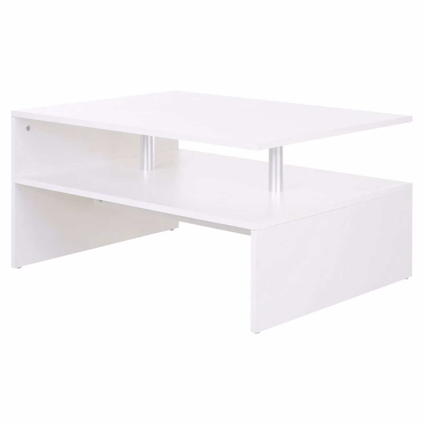 HOMCOM Modern 2-Tier White Coffee Table with Open Shelf – 2