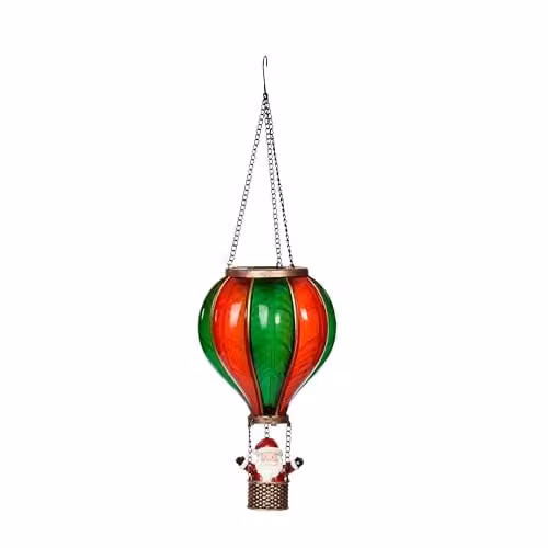 Smart Garden Santa’s Flaming Hot Air Balloon Indoor Hanging Light, Multicolour Christmas Decoration with Warm White LED Glow, Height: 45 cm