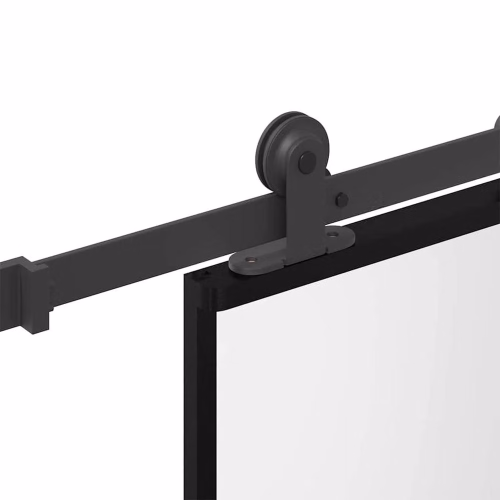 Berkfield Home Sliding Door with Hardware Set, Black Aluminium and Transparent Tempered Glass, W: 76 cm, H: 205 cm – 3