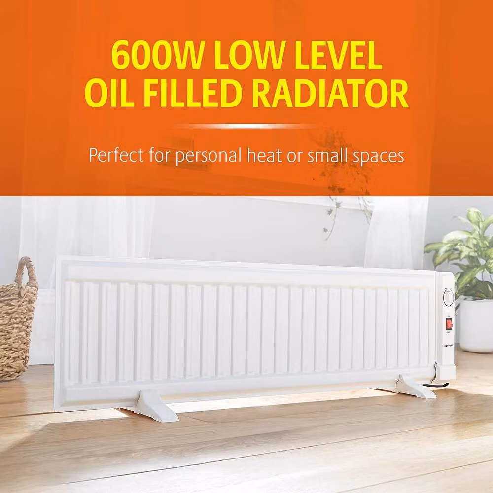 Bergstrom 600W Low Level Freestanding Oil Filled Radiator with Thermostatic Control in White – 2