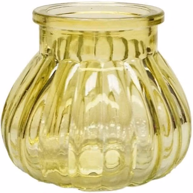 KDMD Yellow Veneto Bubble Glass Jar Vase, 12 Pack, Height: 7.5 cm