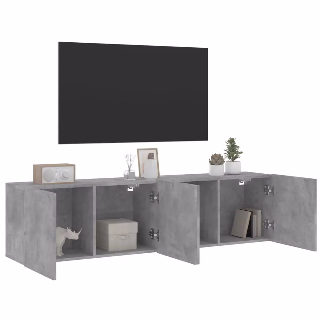 Berkfield Home Wall-mounted TV Cabinets, 2 Pieces, Concrete Grey, W: 80 cm, D: 30 cm, H: 41 cm – 4