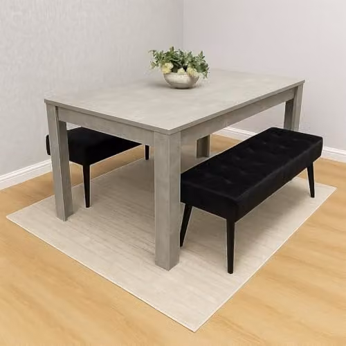 Kosy Koala Grey Wooden Dining Table and 2 Benches Set with Metal Legs – 1