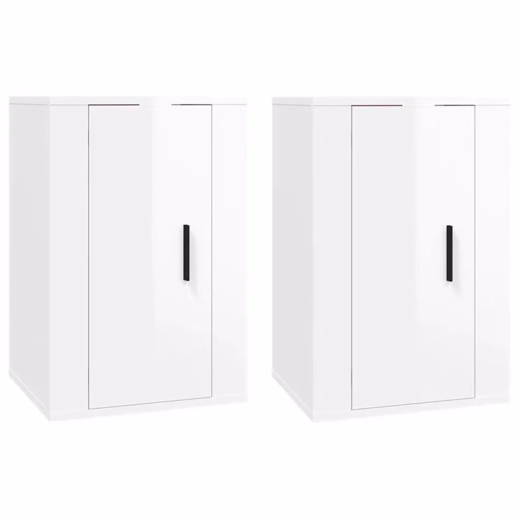 Berkfield Home Wall Mounted TV Cabinets, 2 Piece Set, High Gloss White, W/D/H: 40 x 34.5 x 60 cm – 2