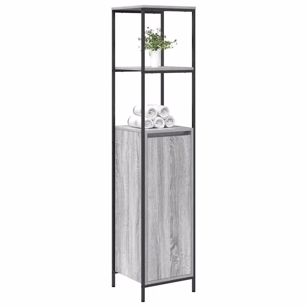 Berkfield Home Grey Sonoma Bathroom Cabinet with Shelves and Hinged Doors, W/D/H: 36 x 35 x 165 cm – 3