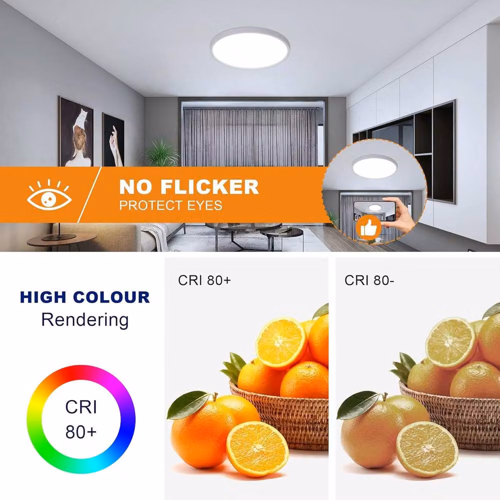 Goeco LED Round Bathroom Ceiling Light, White, IP44, 6500K Cool White – 3