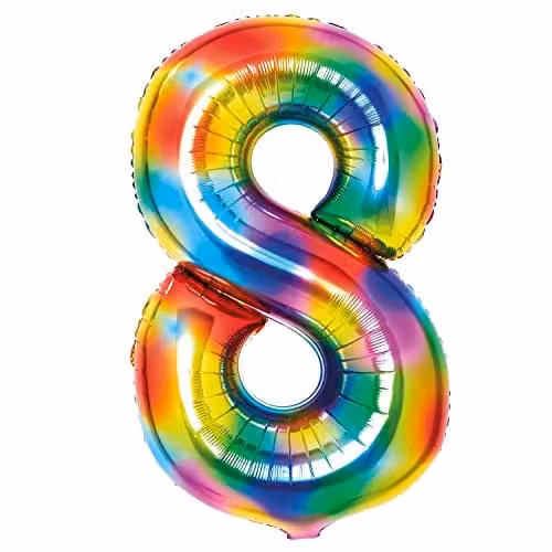 Amscan Large Number 8 Hanging Decoration in Bright Rainbow Multicolour for Birthdays and Anniversaries