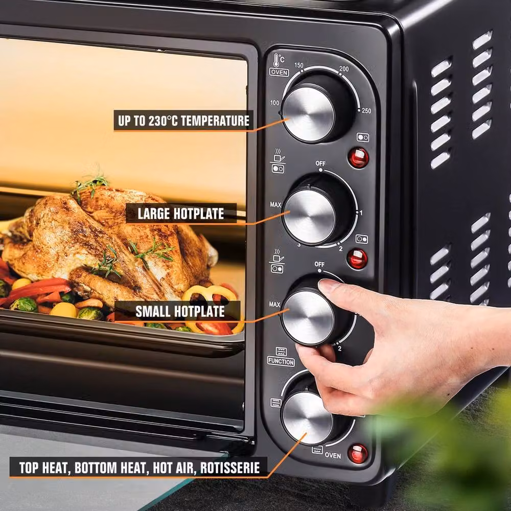 SPETLEK 36L Mini Oven with Dual Hotplates and Grill in Black – 4