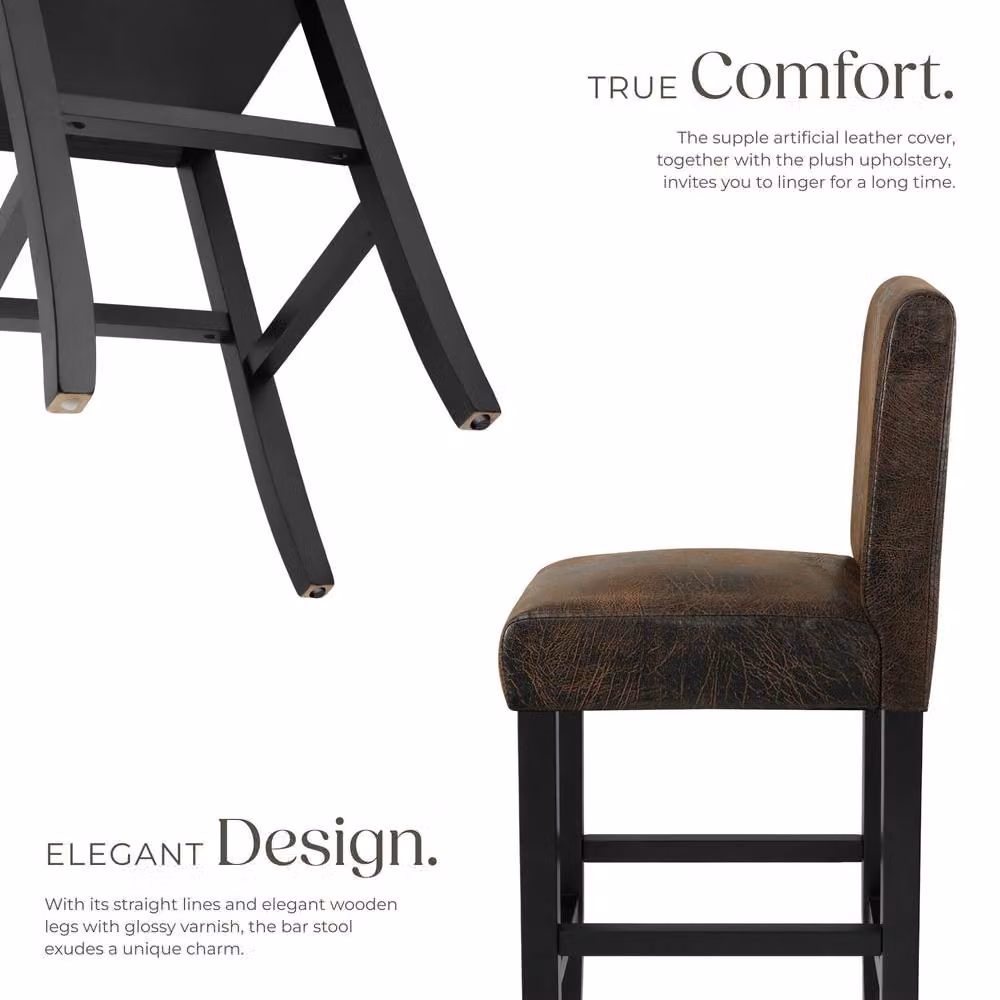 tectake Dover Bar Stool Set of 4 in Antique Brown and Black – 3