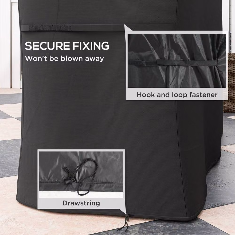 Kelvenix BBQ Cover in Black 420D Oxford Fabric, W/D/H: 147 x 61 x 120 cm – 4