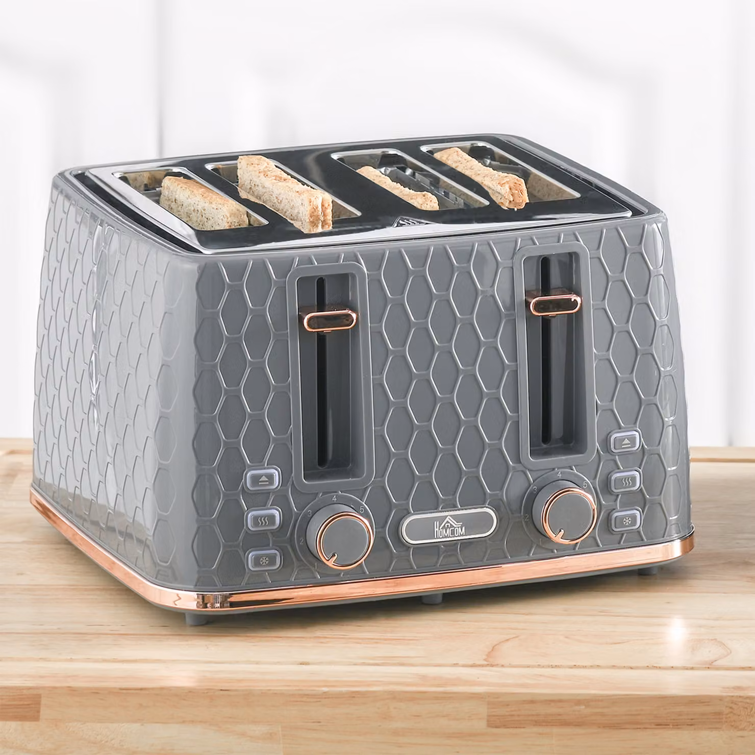 HOMCOM Four-Slice Honeycomb Toaster in Grey – 2