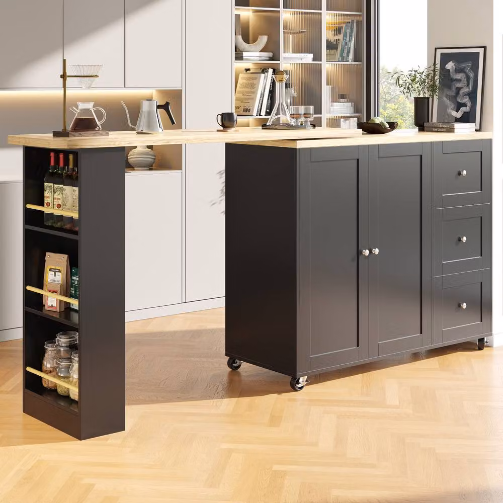 BTM Swivelling Dining Table with Drawers and Snack Rack in Black, W/D/H: 106 x 60 x 71 cm – 2