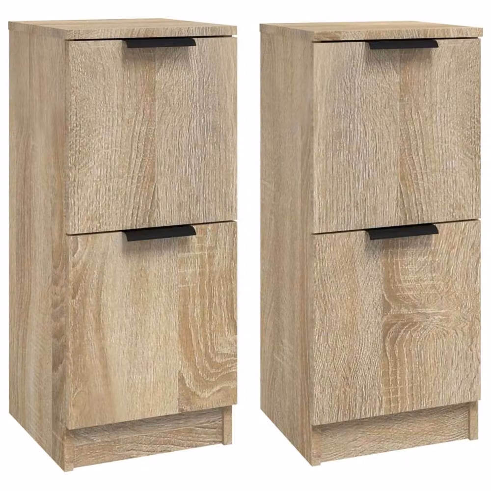 Berkfield Home Set of 2 Modern Sonoma Oak Sideboards in Light Brown, W/D/H: 30 x 30 x 70 cm – 2