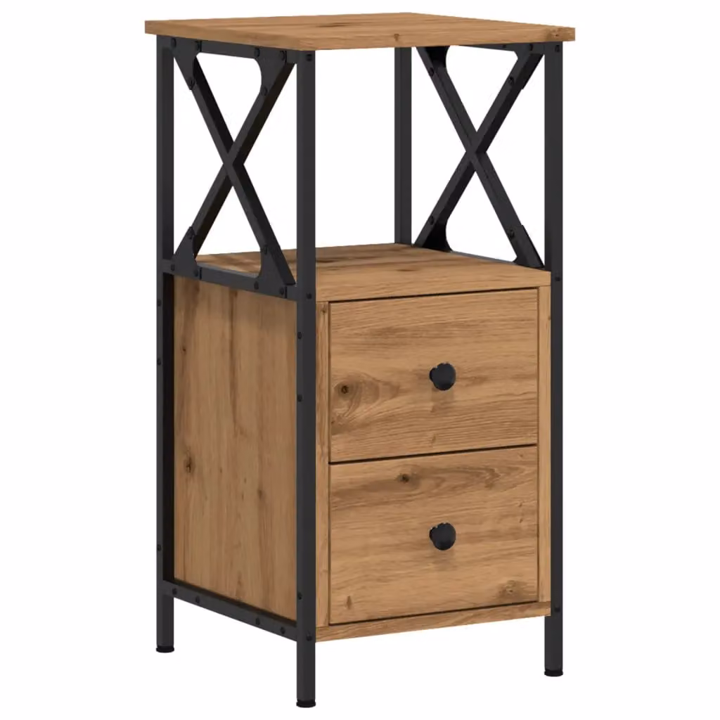 Berkfield Home Artisan Oak Bedside Cabinet in Brown, W/D/H: 34 x 35.5 x 70 cm – 2