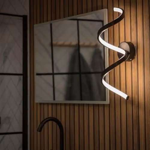 ValueLights Matt Black Single Twist Integrated LED Outdoor Wall Light with Up and Down Lighting